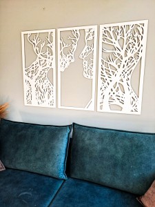 DEKORACYJNY TRYPTYK AŻUROWY, DRZEWO ŻYCIA, PARA, DEKORACJA ŚCIENNA 3D, ORNAMENT