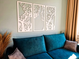 DEKORACYJNY TRYPTYK AŻUROWY, DRZEWO ŻYCIA, PARA, DEKORACJA ŚCIENNA 3D, ORNAMENT