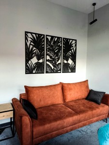 PANELE AŻUROWE, DEKORACYJNE, TRYPTYK TROPIKALNY, DEKORACJA NA ŚCIANĘ , CZARNY