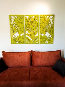 PANELE AŻUROWE, DEKORACYJNE, TRYPTYK TROPIKALNY, DEKORACJA NA ŚCIANĘ,ZIELONY