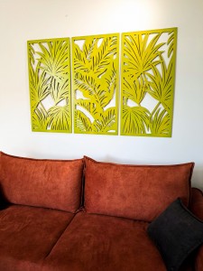 PANELE AŻUROWE, DEKORACYJNE, TRYPTYK TROPIKALNY, DEKORACJA NA ŚCIANĘ,ZIELONY