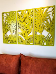 PANELE AŻUROWE, DEKORACYJNE, TRYPTYK TROPIKALNY, DEKORACJA NA ŚCIANĘ,ZIELONY