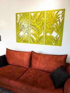 PANELE AŻUROWE, DEKORACYJNE, TRYPTYK TROPIKALNY, DEKORACJA NA ŚCIANĘ,ZIELONY