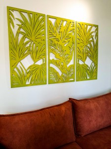 PANELE AŻUROWE, DEKORACYJNE, TRYPTYK TROPIKALNY, DEKORACJA NA ŚCIANĘ,ZIELONY