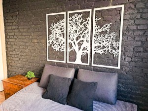 DEKORACYJNY TRYPTYK AŻUROWY, DRZEWO ŻYCIA, DEKORACJA ŚCIENNA 3D, ORNAMENT,  BIAŁY