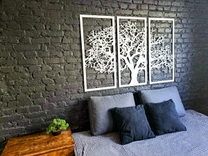 DEKORACYJNY TRYPTYK AŻUROWY, DRZEWO ŻYCIA, DEKORACJA ŚCIENNA 3D, ORNAMENT,  BIAŁY