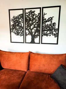 DEKORACYJNY TRYPTYK AŻUROWY, DRZEWO ŻYCIA, DEKORACJA ŚCIENNA 3D, ORNAMENT, CZARNY