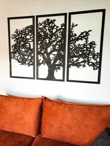 DEKORACYJNY TRYPTYK AŻUROWY, DRZEWO ŻYCIA, DEKORACJA ŚCIENNA 3D, ORNAMENT, CZARNY