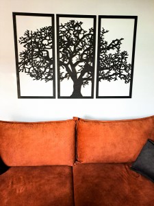 DEKORACYJNY TRYPTYK AŻUROWY, DRZEWO ŻYCIA, DEKORACJA ŚCIENNA 3D, ORNAMENT, CZARNY