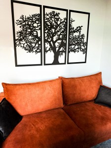 DEKORACYJNY TRYPTYK AŻUROWY, DRZEWO ŻYCIA, DEKORACJA ŚCIENNA 3D, ORNAMENT, CZARNY