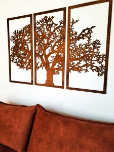 DEKORACYJNY TRYPTYK AŻUROWY, DRZEWO ŻYCIA, DEKORACJA ŚCIENNA 3D, ORNAMENT, BEJCA