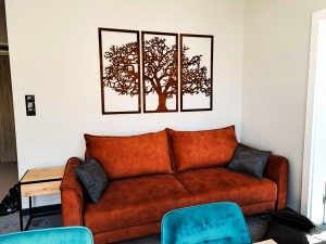 DEKORACYJNY TRYPTYK AŻUROWY, DRZEWO ŻYCIA, DEKORACJA ŚCIENNA 3D, ORNAMENT, BEJCA