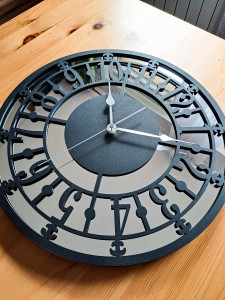 HORLOGE MIROIR AJOURÉE, DÉCORATIVE, ARGENT, VINTAGE, FAIT MAIN, NOIR