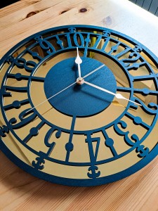 HORLOGE MIROIR AJOURÉE, DÉCORATIVE, OR, VINTAGE, FAIT MAIN, NOIR