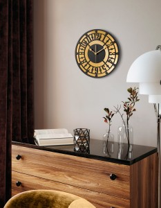 HORLOGE MIROIR AJOURÉE, DÉCORATIVE, OR, VINTAGE, FAIT MAIN, NOIR