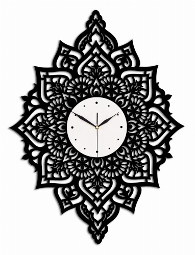 PIĘKNY, DEKORACYJNY, AŻUROWY ZEGAR ŚCIENNY, MANDALA,CZARNY