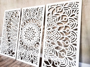 MANDALA, ZESTAW 3 PANELI, PIĘKNA DEKORACJA ŚCIENNA BOHO 3D, GLAMOUR 