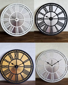 AŻUROWY, DEKORACYJNY ZEGAR ŚCIENNY, ZŁOTY/CZARNY, RZYMSKIE CYFRY, PIĘKNY ORNAMENT, HANDMADE 