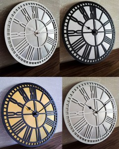 AŻUROWY, DEKORACYJNY ZEGAR ŚCIENNY, SREBRNY/BIAŁY, RZYMSKIE CYFRY, PIĘKNY ORNAMENT, HANDMADE  