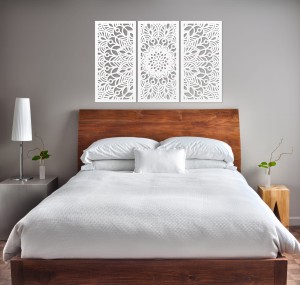 MANDALA, ZESTAW 3 PANELI, PIĘKNA DEKORACJA ŚCIENNA BOHO 3D, GLAMOUR 
