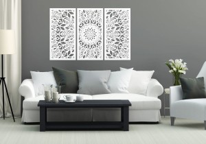 MANDALA, ZESTAW 3 PANELI, PIĘKNA DEKORACJA ŚCIENNA BOHO 3D, GLAMOUR 