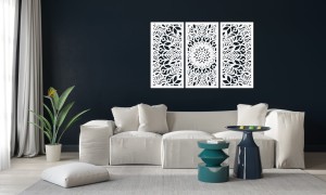 MANDALA, ZESTAW 3 PANELI, PIĘKNA DEKORACJA ŚCIENNA BOHO 3D, GLAMOUR 