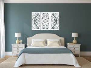 MANDALA, ZESTAW 3 PANELI, PIĘKNA DEKORACJA ŚCIENNA BOHO 3D, GLAMOUR 