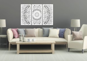 MANDALA, ZESTAW 3 PANELI, PIĘKNA DEKORACJA ŚCIENNA BOHO 3D, GLAMOUR 