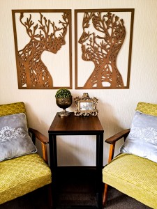 AŻUROWA, DREWNIANA DEKORACJA ŚCIENNA, PARA, TWARZE, DRZEWA, LAS,STYL SKANDYNAWSKI, LOFT 