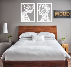 AŻUROWA, DREWNIANA DEKORACJA ŚCIENNA, PARA, TWARZE, DRZEWA, LAS,STYL SKANDYNAWSKI, LOFT 