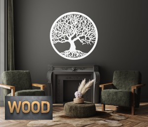 DRZEWO ŻYCIA, PIĘKNA , DREWNIANA DEKORACJA ŚCIENNA, STYL SKANDYNAWSKI, LOFT