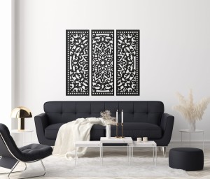 MANDALA, ZESTAW 3 PANELI, PIĘKNA DEKORACJA ŚCIENNA BOHO 3D, GLAMOUR 