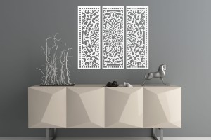 MANDALA, ZESTAW 3 PANELI, PIĘKNA DEKORACJA ŚCIENNA BOHO 3D, GLAMOUR 