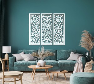 MANDALA, ZESTAW 3 PANELI, PIĘKNA DEKORACJA ŚCIENNA BOHO 3D, GLAMOUR 