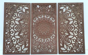 MANDALA, ZESTAW 3 PANELI, PIĘKNA DEKORACJA ŚCIENNA BOHO 3D, GLAMOUR 