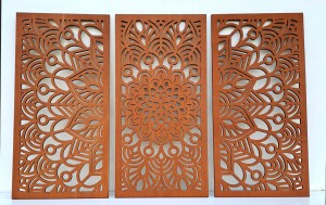 MANDALA, ZESTAW 3 PANELI, PIĘKNA DEKORACJA ŚCIENNA BOHO 3D, GLAMOUR 