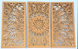 MANDALA, ZESTAW 3 PANELI, PIĘKNA DEKORACJA ŚCIENNA BOHO 3D, GLAMOUR 