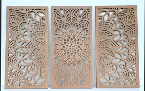 MANDALA, ZESTAW 3 PANELI, PIĘKNA DEKORACJA ŚCIENNA BOHO 3D, GLAMOUR 