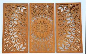 MANDALA, ZESTAW 3 PANELI, PIĘKNA DEKORACJA ŚCIENNA BOHO 3D, GLAMOUR 