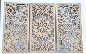 MANDALA, ZESTAW 3 PANELI, PIĘKNA DEKORACJA ŚCIENNA BOHO 3D, GLAMOUR 