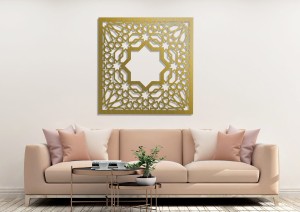 DEKORACYJNY PANEL AŻUROWY, MAROKAŃSKI STYL, ALHAMBRA, DEKORACJA ŚCIENNA 3D, ORNAMENT, DYPTYK, ZŁOTY