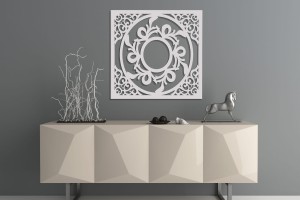 DEKORACYJNY PANEL AŻUROWY, CHINA STYLE, DEKORACJA ŚCIENNA 3D, ORNAMENT, 60 cm, BIAŁY 