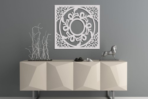 DEKORACYJNY PANEL AŻUROWY, CHINA STYLE, DEKORACJA ŚCIENNA 3D, ORNAMENT, 60 cm, BIAŁY 