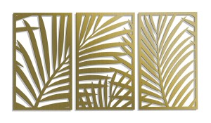 DEKORACYJNY TRYPTYK AŻUROWY, PALMY, DŻUNGLA, TROPIKI, DEKORACJA ŚCIENNA 3D, ORNAMENT, 78 x 140 cm, CZARNY